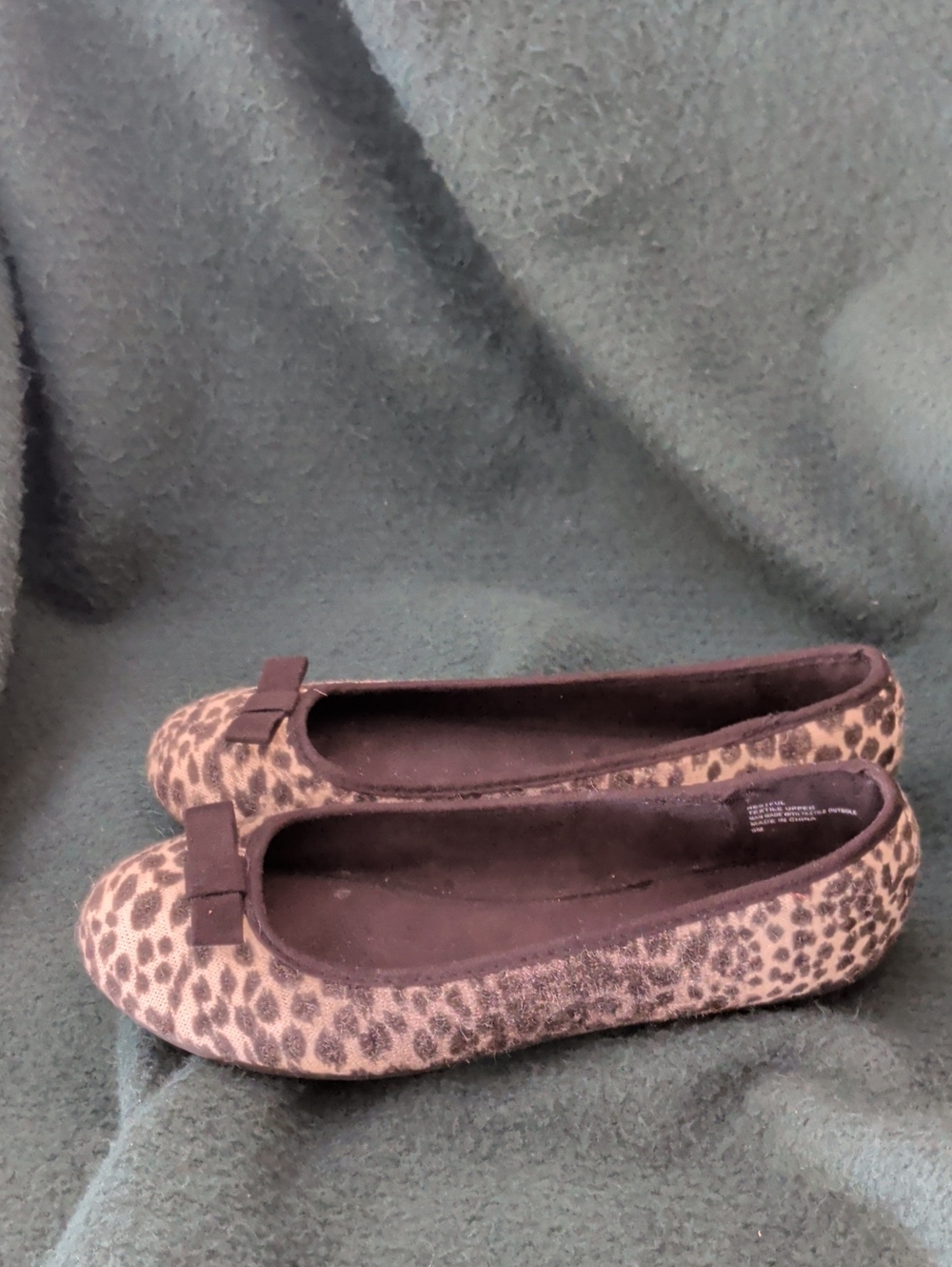 Dress Barn Leopard-Print Ballet Flats with Bow - Tan/Black